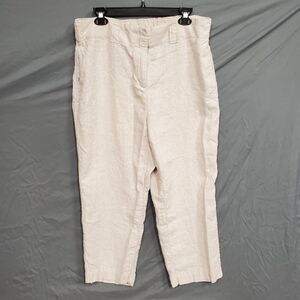 Chicos Women's Beige 100% Linen Pants, Size 2R (US 12)